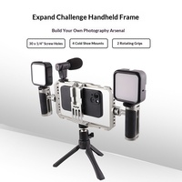 Support de téléphone portable double en métal, stabilisateur anti-tremblement, cage multi-extension pour vlog et prise de vue avec smartphone