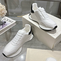 Sneakers rétro à plateforme en cuir véritable unisexe de style italien avec lacets, semelle intermédiaire EVA et semelle extérieure EVA