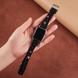 Upro Factory RTS Denim Canvas Watch Band with Cute Star Charm Korean Style Fashion Strap for apple Watch iWatch Series - Product Image 3