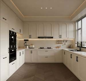 BALOM Customized Solid <b>Wood</b> Glass <b>Outdoor</b> Kitchen Cabinet Complete Set Luxury Modern Style Oak Cabinetry Made China Rural Villa - Product Image 1