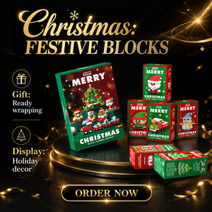 Weihnachts-Baustein-Geschenkset Weihnachtsmann Baum Zug Schneemann ABS Konstruktionsspielzeug Lehrreiches DIY-<span class=keywords><strong>Puzzle</strong></span> Ab 14 Jahren - Product Image 1