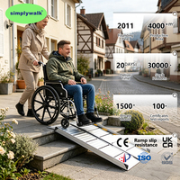 Rampe pliante légère en alliage Simplywalk, capacité 300 kg, 120 cm, portable, pour seuil de porte, porche, touristes, homologuée TUV GS