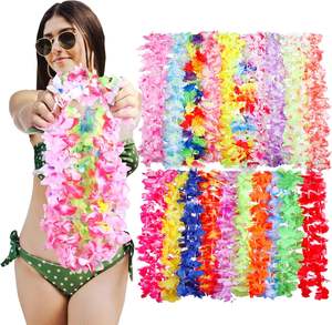 Hawaii Leis untuk pesta Luau tropis Hawaii bunga kalung warna-warni Hawaii Leis bunga buatan jumlah besar - Product Image 1