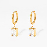 Boucles d'oreilles Huggie Gaovo Niche élégantes et minimalistes en zircon géométrique pour femmes, bijoux fantaisie délicats en acier inoxydable plaqué or 18 carats