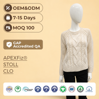 Pull en laine et viscose tricoté pour femme, style Old Money Preppy, col rond, avec logo frontal, collection automne