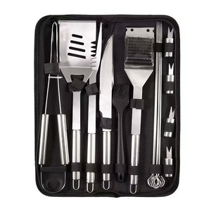 Cross-border <b>BBQ</b> barbecue <b>tool</b> set, stainless steel barbecue fork, spatula, clip, brush, Oxford bag, outdoor barbecue equipment - Product Image 1
