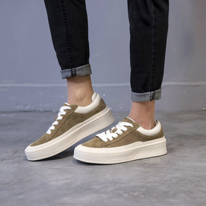Chaussures décontractées en daim mat kaki, chaussures de marche quotidiennes, baskets de rue, plateforme épaisse et souple, légères, antidérapantes, confortables et amortissantes - Product Image 6