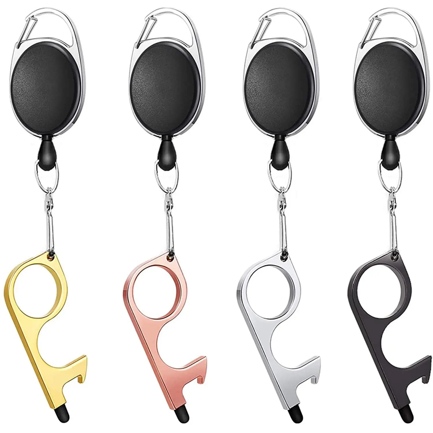 Amazon No Touch Door Opener Tool Touchless Door Opener Button Pusher Retractable Keychain Tool Stylus Tips Touchless Key Tool