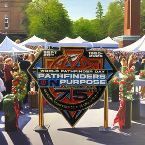 Dia Mundial do Explorador 2025: Pins Adventistas de Metal em Estoque – Fundição em Ferro e Zinco, Banhados a Ouro, Impressão 3D Personalizada e Técnica de Esmalte - Product Image 3