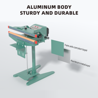 Scelleuse à pédale double chauffante haute puissance 450 mm, corps en aluminium pour sacs Mylar/Foil