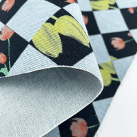 Tissu denim sergé de luxe personnalisé en coton lavé écologique pour vestes et chaussures pour hommes avec impression numérique
