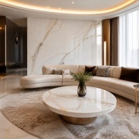 Dalle de pierre frittée polie Norvège Or Soie Blanche 1800x1200x9mm avec veinage doré pour comptoir, mur, sol, hôtel, villa, décoration