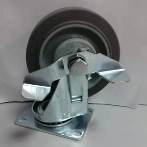 Quảng Đông Caster Nhà Máy Trung-Duty Chất Lượng Tốt Đôi Mang Bóng Side Brake TPR Xe Đẩy Caster - Product Image 1