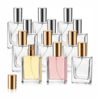 Flacon de parfum carré en verre transparent de luxe de haute qualité, 25 ml, 50 ml, 100 ml, avec bouchon, vaporisateur de parfum pour diffuseur et emballage