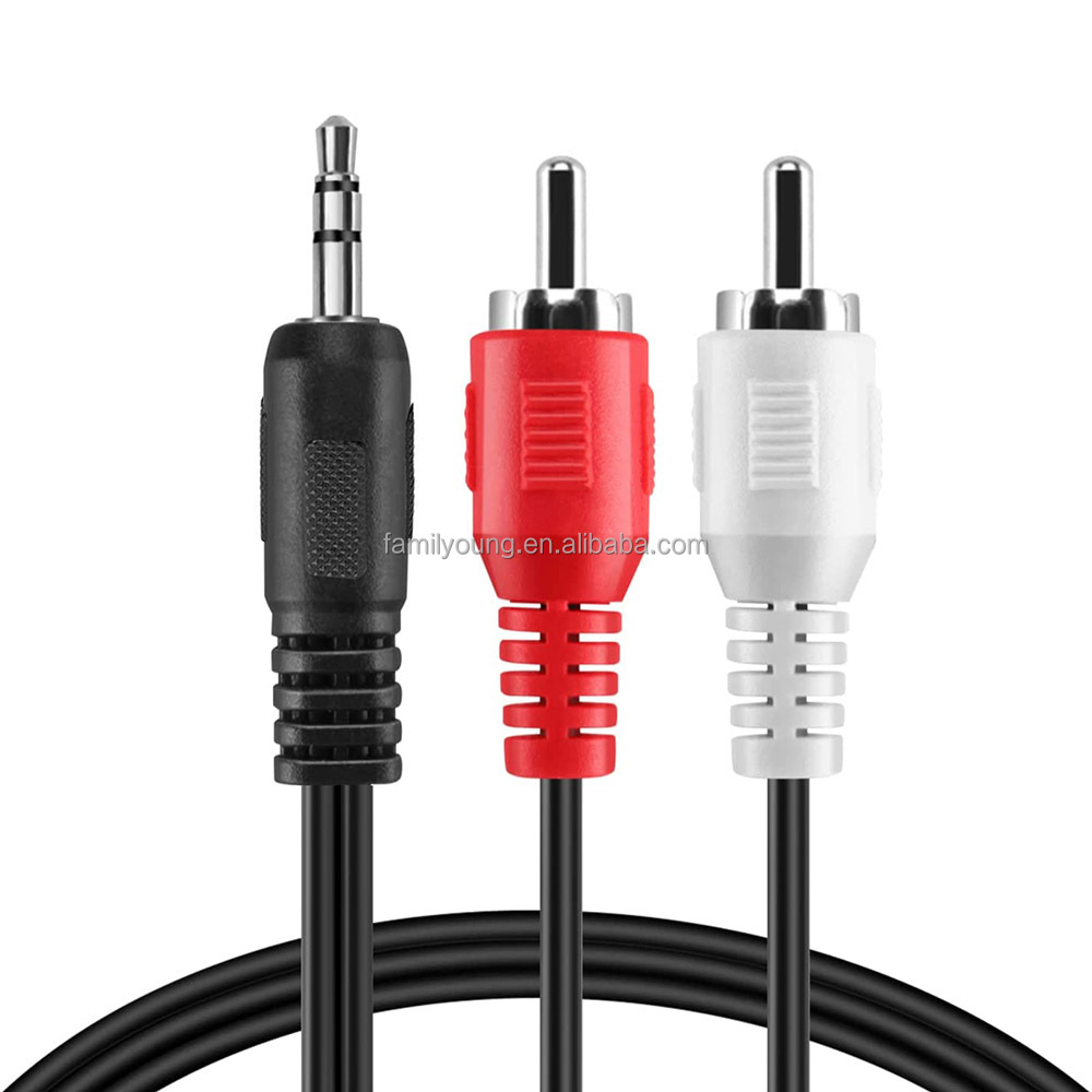 Yeung Qee - Cavo audio RCA da 3,5 mm a 2 RCA maschio da 3,5 mm a 2 RCA maschio, adattatore audio a Y, cavo AUX RCA splitter compatibile con smartphone, MP3