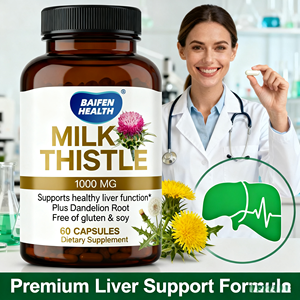 OEM/ODM Hoogwaardige Kruidenondersteuning Mariadistel 1000mg Plus Paardenbloemwortel <span class=keywords><strong>Capsules</strong></span> voor Volwassen Lever- en Immuunondersteuning 60 - Product Image 3