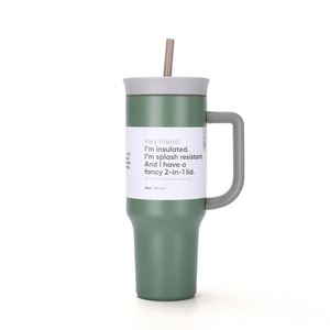 Vaso Térmico Clásico de Acero Inoxidable de 40 oz con Asa y Succión para Viajes y Uso al Aire Libre, Portátil para Bebidas Frías/Calientes - Product Image 5