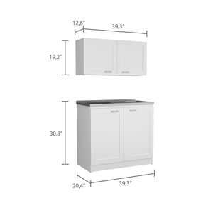 <b>2</b>-<b>Piece</b> Rectangle <b>White</b> Kitchen Cabinet <b>Set</b> - Product Image 5