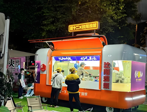 Mini réfrigérateur en aluminium équipé, enseigne LED, saucisse italienne, grill entièrement équipé, friteuse, caravane mobile métallique, nourriture, en-cas - Product Image 6