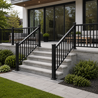 Clôture d'escalier en alliage d'aluminium sur mesure de 6 pieds, finition naturelle thermolaquée, design moderne durable avec installation rapide