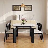 Table à manger en pierre noire de style moderne, ensemble table et chaises en bois massif simple, adapté aux hôtels et aux cafés