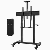 Chariot TV mobile électrique avec double moteur, réglage automatique de la hauteur, support au sol, capacité de 300 lb, support pour tableau blanc interactif