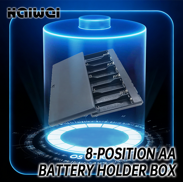 12V 8 AA Batteries Holder Storage Case Plastic 1.5V Battery Case ON/OFF Switch with Wire
