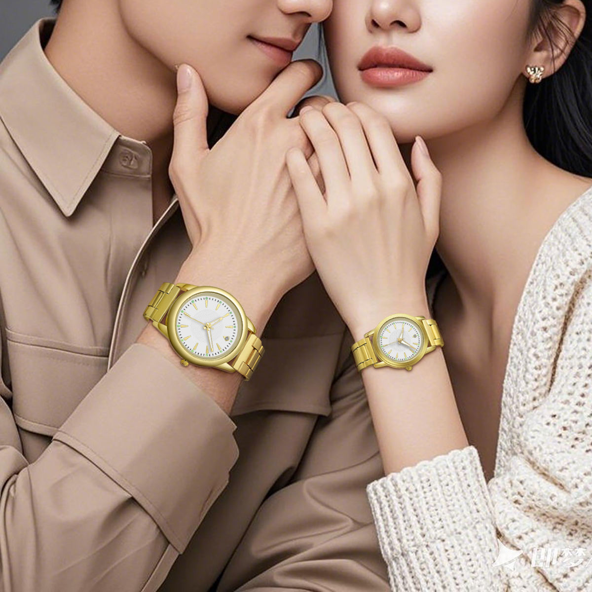 Gold Couple Watches Luxury Fashion for Both Genders