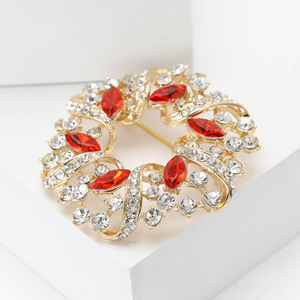 Broche de Guirlanda de Strass com Pedras Marquise e Espirais Douradas para Casacos e Lapelas Femininos, 50mm, 4 Cores - Product Image 3