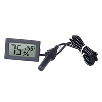 Termometer Digital LCD Mini FY-12 dengan Higrometer Terintegrasi, Higrograf Digital Elektronik dengan Sensor Suhu Probe Termometro