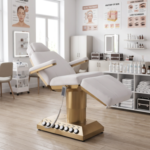 Cama de Belleza Eléctrica para Spa, Base de Acero Inoxidable Dorada, Ajuste Multiángulo, Silla de Masaje Facial para Salón de Belleza, Gran Venta - Product Image 1