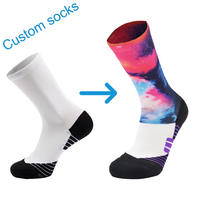 Chaussettes de sport pour hommes et femmes, personnalisées, avec impression 3D par sublimation, en tissu éponge, de qualité supérieure, pour la course à pied