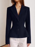 Blazer élégant pour femme, veste de costume formelle à revers et manches longues, coupe ajustée, idéal pour le bureau ou les occasions décontractées.