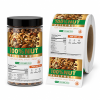 Étiquettes adhésives personnalisées en feuille d'or pour pots de noix - Autocollants en papier d'art imprimés UV résistants à l'huile pour emballages de noix mélangées, cadeaux et snacks haut de gamme