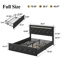 [US-Lager] Voll- & Queen-Size-Bettgestell mit LED-Beleuchtung & 4 Aufbewahrungsschubladen PU-Polsterbettgestell Schneller Versand aus den USA MOQ 1