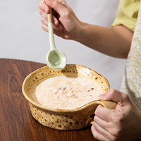 Vente en gros de bols à petit-déjeuner français en céramique, couleurs personnalisées OEM, avec grandes poignées, pour yaourt, compatibles micro-ondes et lave-vaisselle