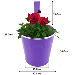 Haute qualité fer métal plateaux de service tenture murale Pots de fleurs Vase motif planteur seau pour garde-corps clôture et décor de jardin - Product Image 4