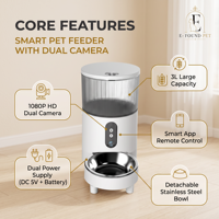 Distributeur automatique de nourriture pour animaux avec caméra 3L, communication bidirectionnelle, contrôle à distance via application, gamelles et distributeurs en plastique pour animaux, vente en gros
