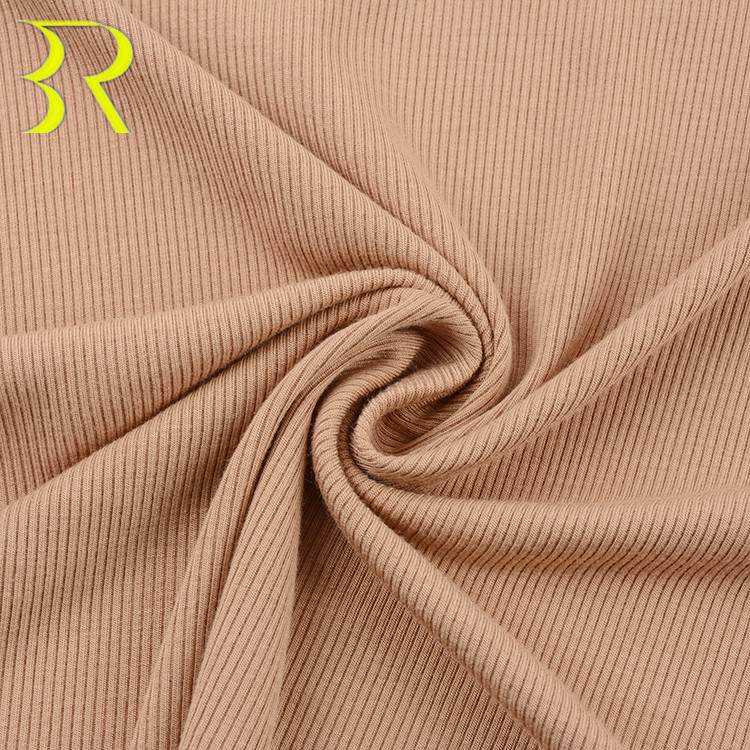 Дешевая цена, 96% полиэстер, 4% спандекс, однотонная окрашенная трикотажная ткань в рубчик 2x2, текстиль для повседневной одежды