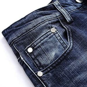 Jeans de Mezclilla Azul Vintage de Corte Ajustado para Hombre con Parches en las Rodillas y Detalles Desgastados, Estilo Casual Y2K Hip-hop - Product Image 3