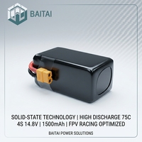 Batterie LiPo à semi-conducteurs haute décharge 75C 4S 14,8V 1500mAh pour drone de course FPV et quadricoptère RC