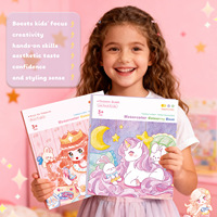 Livre de coloriage à l'aquarelle pour enfants avec pigments solides intégrés, ensemble de peinture et de dessin éducatif DIY pour tout-petits - Cadeau en papier