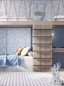 Letto a soppalco semplice per <span class=keywords><strong>cameretta</strong></span> <span class=keywords><strong>da</strong></span> ragazzo con scrivania, letto multifunzionale salvaspazio con contenitore per camerette piccole dei bambini - Product Image 3