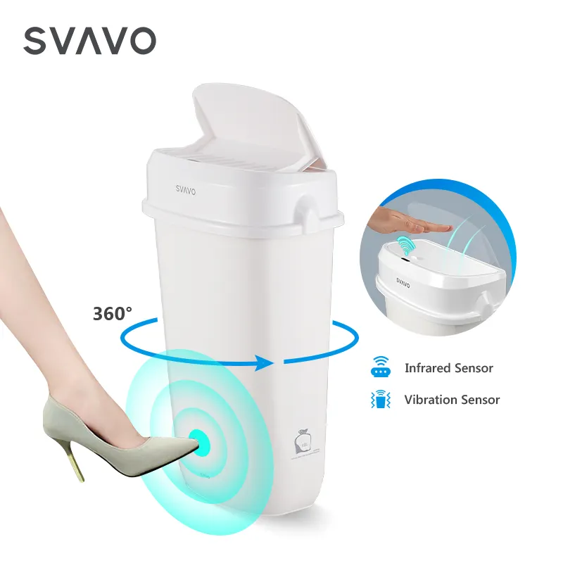 SVAVO12Lレディーサニタリービンプラスチック衛生ビンフットペダルスマートゴミ箱バスルームゴミ箱自動おむつゴミ箱