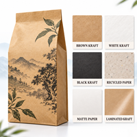 Sachet de thé Pu'er en papier kraft sans fenêtre, scellé sur huit côtés, pour la vente au détail et en gros