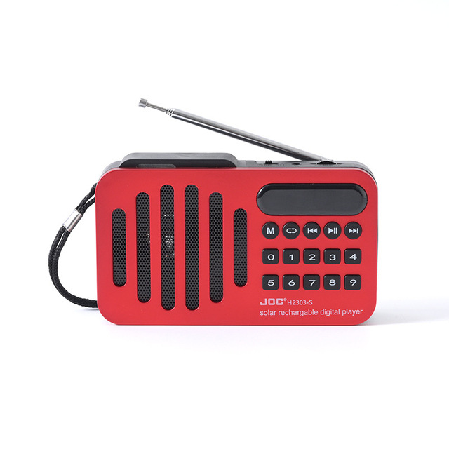 High Quality Portable Solar Rechargeable Multiband FM for Radio Built-in Stereo Speaker USB TF Support Flashlight Pocket