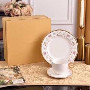 <b>Butterfly</b> Relief Porcelain Coffee & <b>Tea</b> Set with Gold Rims Eco-Friendly Gift Boxed - Product Image 4