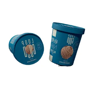 Yüksek kalite toptan mavi logo altın folyo özelleştirilmiş gıda ambalaj dondurma için silindir tüp kutu