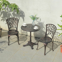 Ensemble de 2 chaises de jardin en aluminium pour l'extérieur avec table pour café, bistrot, terrasse