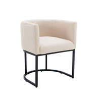 Chaise de salle à manger contemporaine et moderne en lin rembourré avec accoudoirs et structure métallique pour salon et mobilier de salle à manger